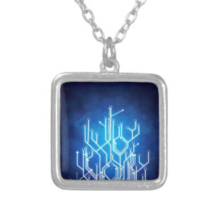 circuit-board-technology- silver plated necklace