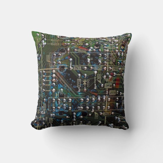 Circuit Board Throw Pillow (Front)