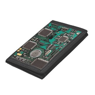 Circuit board tri-fold wallet