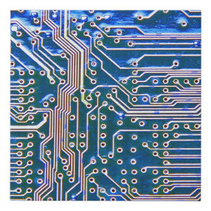 Circuit Boardboard,computer,blue,capacitor,chip,ci Faux Canvas Print