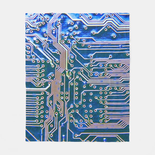 Circuit Boardboard,computer,blue,capacitor,chip,ci Fleece Blanket (Front)