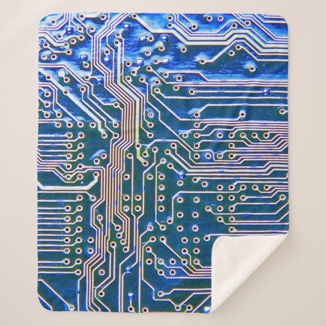 Circuit Boardboard,computer,blue,capacitor,chip,ci Sherpa Blanket (Front)