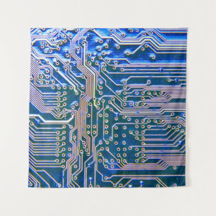 Circuit Boardboard,computer,blue,capacitor,chip,ci Tapestry