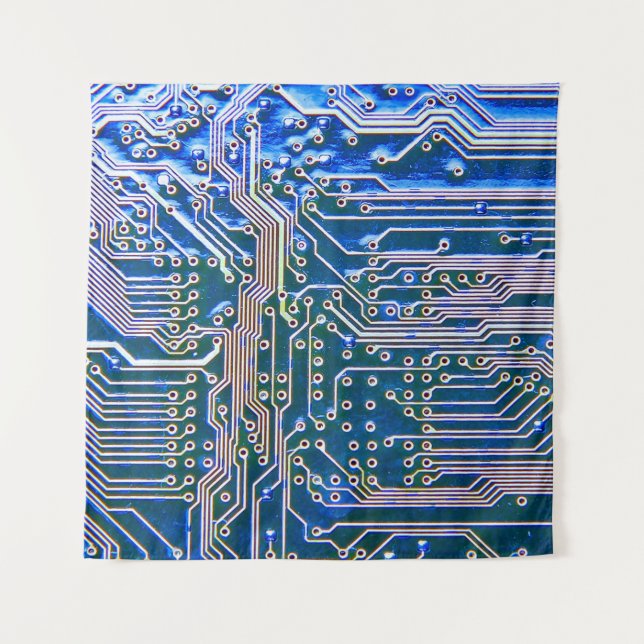 Circuit Boardboard,computer,blue,capacitor,chip,ci Tapestry (Front)
