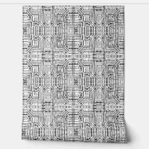 Circuit boards in Black, white and silver Wallpaper
