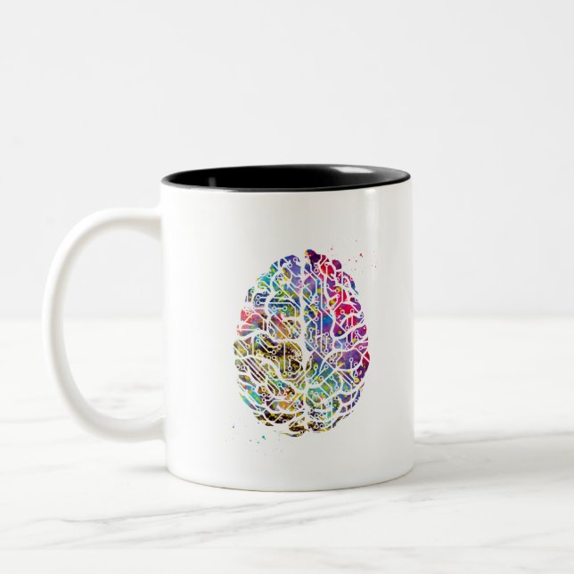 Circuit Brain Two-Tone Coffee Mug (Left)