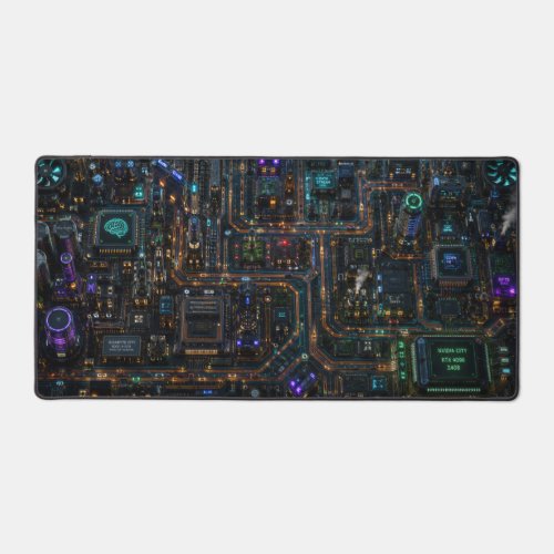 Circuit City – Futuristic Cyberpunk Extended Gamin Desk Mat