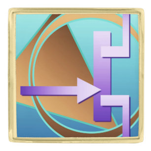 "Circuit Diagram" digital art print 2 Gold Finish Lapel Pin