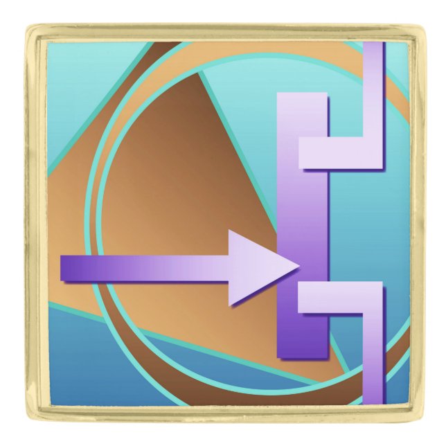 "Circuit Diagram" digital art print 2 Gold Finish Lapel Pin (Front)