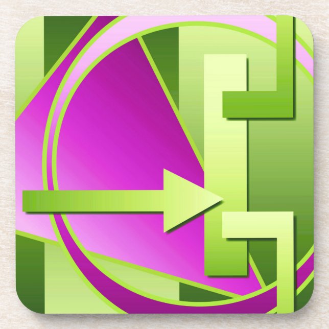 "Circuit Diagram" digital art print, lime green Beverage Coaster (Front)
