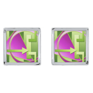 "Circuit Diagram" digital art print, lime green Cufflinks