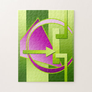 "Circuit Diagram" Digital Art Print, Lime Green Jigsaw Puzzle