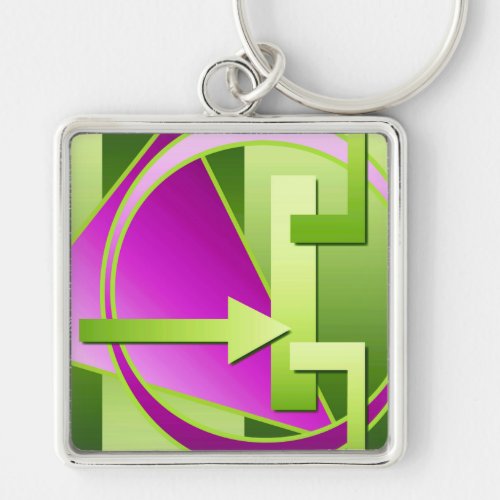Circuit Diagram digital art print lime green Keychain