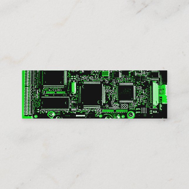 Circuit Green 2 business card template skinny (Front)