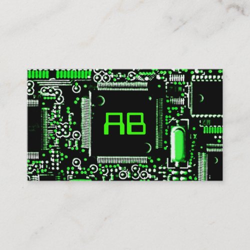 Circuit Green 2 monogram business card template