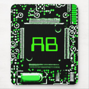Circuit Green 2 monogram mouspad Mouse Pad