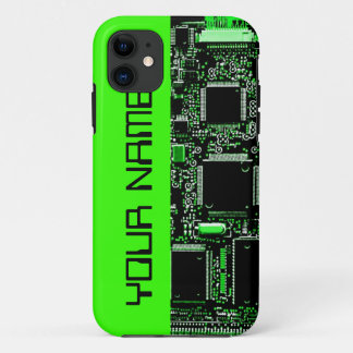 Circuit Green 2 "Name" iPhone case side green