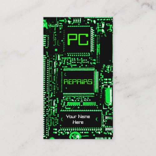 Circuit Green PC repairs business card green