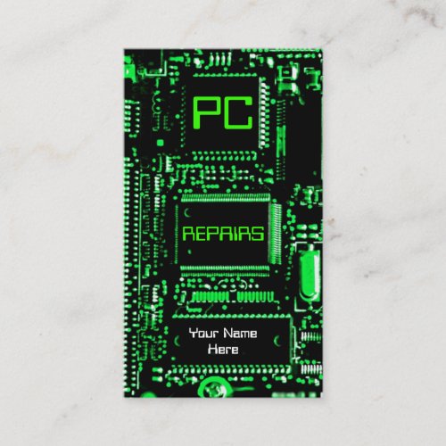 Circuit Green PC repairs business card template