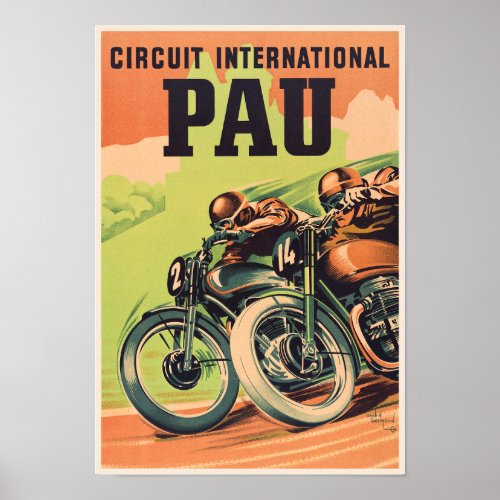 Circuit international de Pau France Vintage Poster