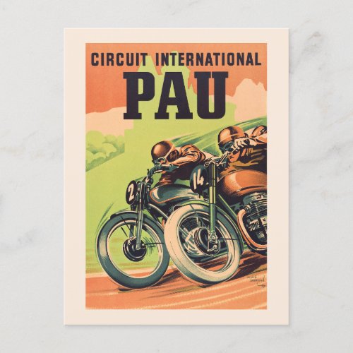 Circuit international de Pau France Vintage Poster Postcard