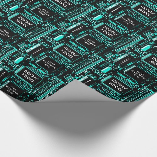 Circuit Light Blue Merry Xmas from gift wrap