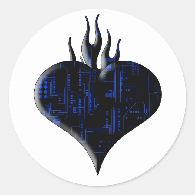 Circuit Love Classic Round Sticker (Front)