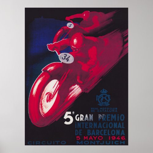 Circuit of Montjuich _ Vintage Motorcycle Poster