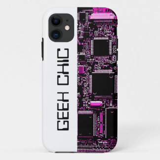 Circuit Pink 'Geek Chic' iPhone case white