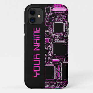 Circuit Pink "Name" iPhone case black