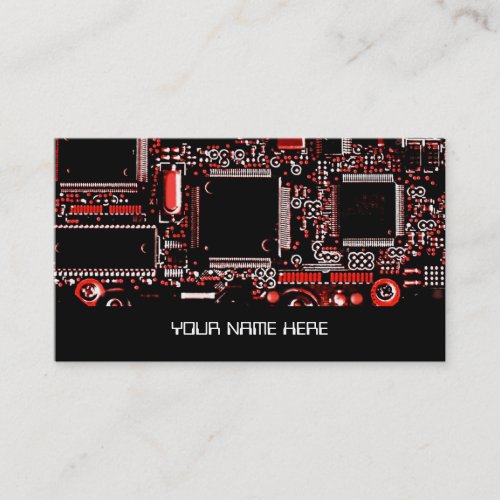 Circuit Red 2 business card template