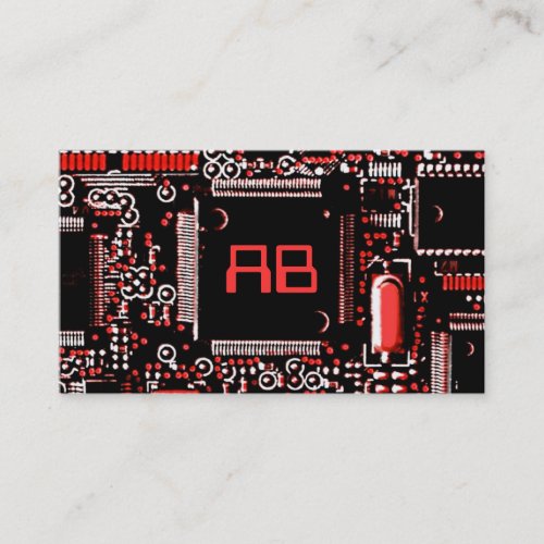 Circuit Red 2 monogram business card template
