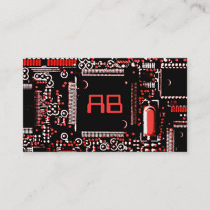 Circuit Red 2 'monogram business card white