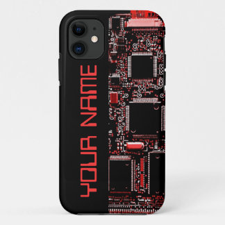 Circuit Red 2 "Name" iPhone case side black