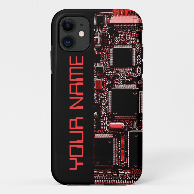 Circuit Red 2 "Name" iPhone case side black (Back)
