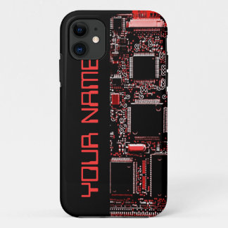 Circuit Red 2 "Name" iPhone case side black