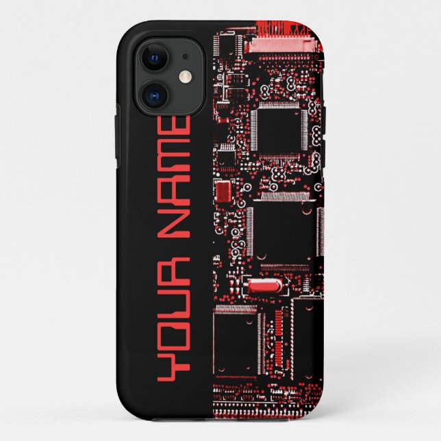 Circuit Red 2 "Name" iPhone  case side black (Back)