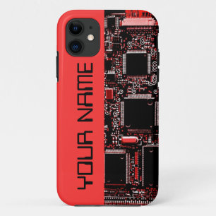 Circuit Red 2 "Name" iPhone case side red