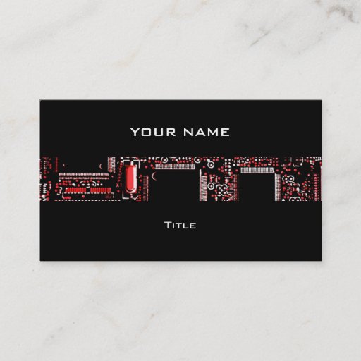 Customizable Circuit Red 2 stripe business card black back