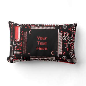 Circuit Red 2 'Your Text' throw pillow lumbar