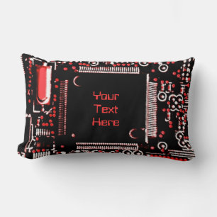 Circuit Red 2 'Your Text' throw pillow lumbar