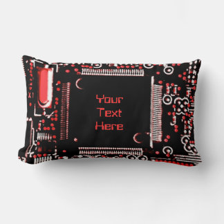 Circuit Red 2 'Your Text' throw pillow lumbar