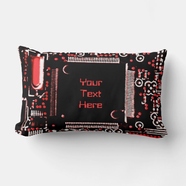 Circuit Red 2 'Your Text' throw pillow lumbar (Front)