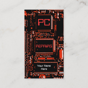 Circuit Red 'PC repairs' business card red