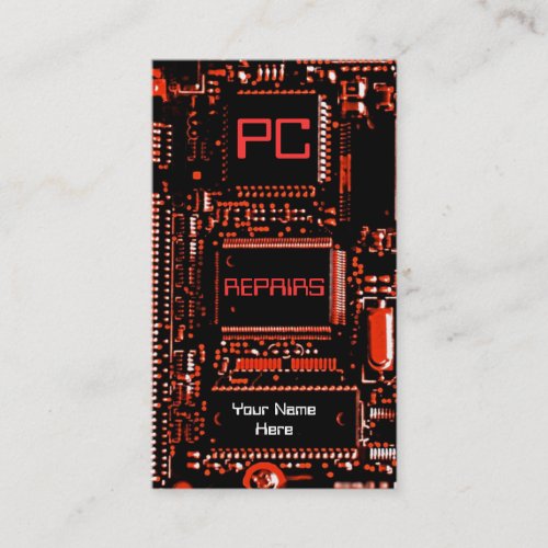 Circuit Red PC repairs business card red