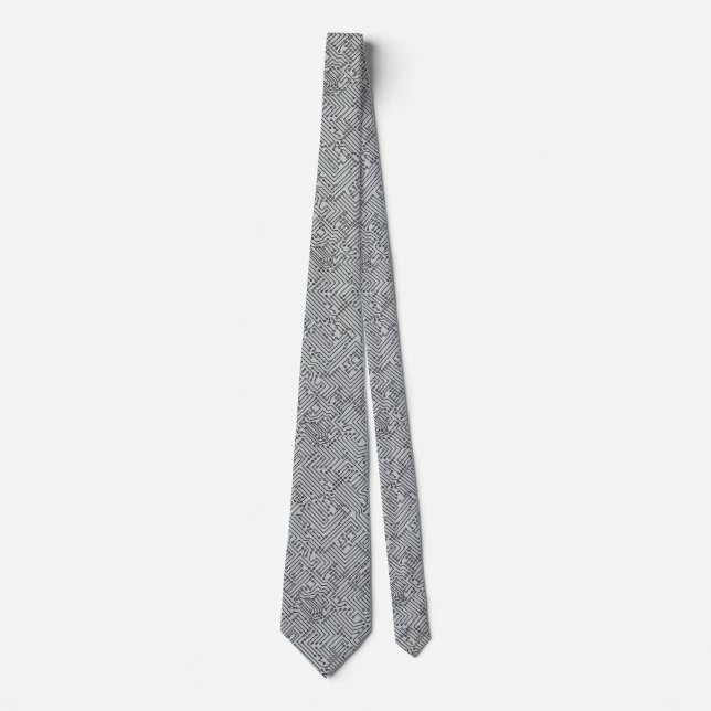 Circuitry - Black on Gray Neck Tie (Front)