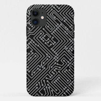 Circuitry - Black on White iPhone 11 Case
