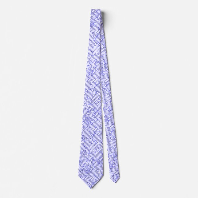 Circuitry - Blue on White Neck Tie (Front)