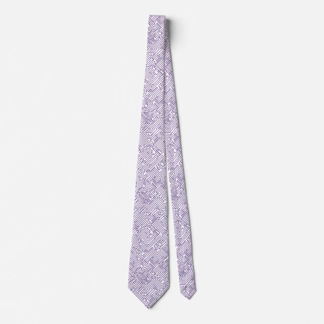 Circuitry - Deep Purple on Black Neck Tie (Front)