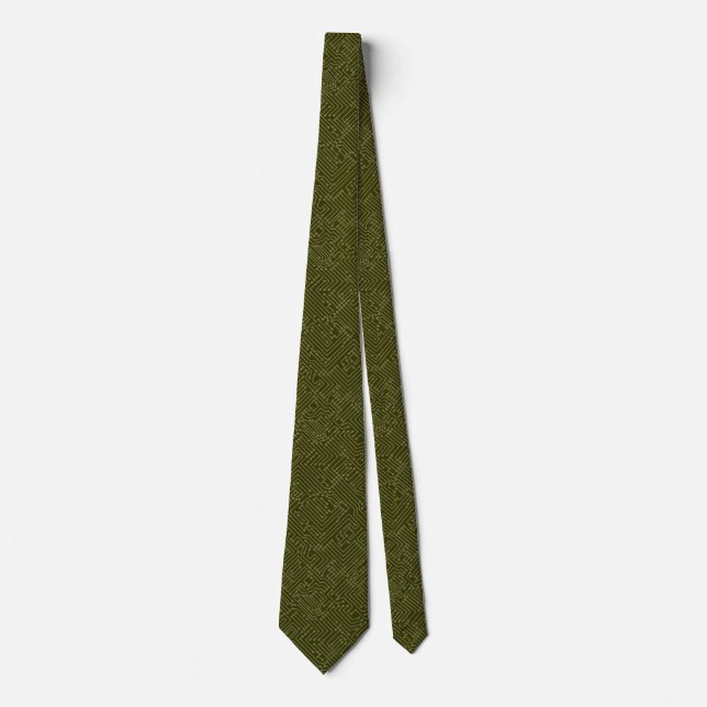 Circuitry - Khaki on Dark Olive Neck Tie (Front)